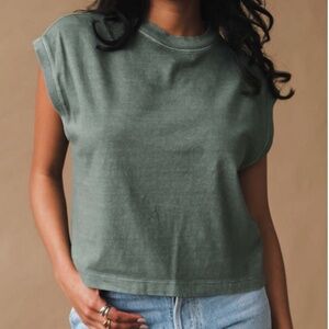 richer poorer women's relaxed muscle tee in washed sage leaf